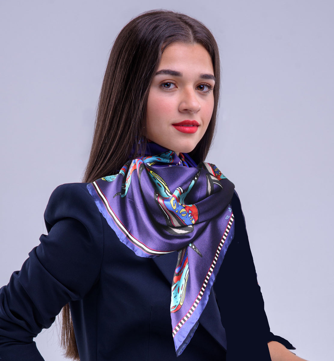 Rita White Purple Spider, Silk Scarf