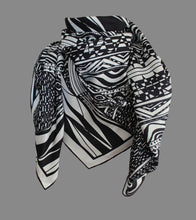 Black and White, Bridge of Triangles, 110cm Square Silk Scarf