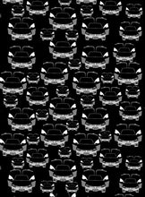 Adult size, Black & White Cars 100% Silk Twill Tie