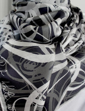 Black and White, Smoke Signals, 110cm Square Silk Scarf