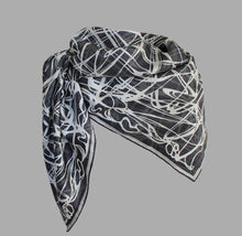 Black and White, Celtic Swirls 110cm Square Silk Scarf