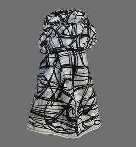 Black & White ,Celtic Swirls. Long Silk Scarves