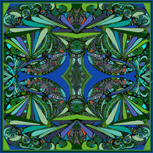 Blue /Green Universe, 110cm Square Silk Scarf