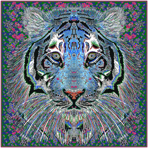 Blue Tiger, 110cm Square Silk Scarf