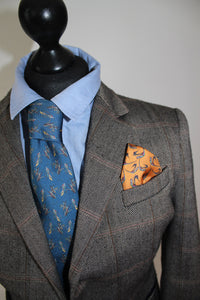 100% Silk Tie in Navy Birds Pattern  RITAWHITE