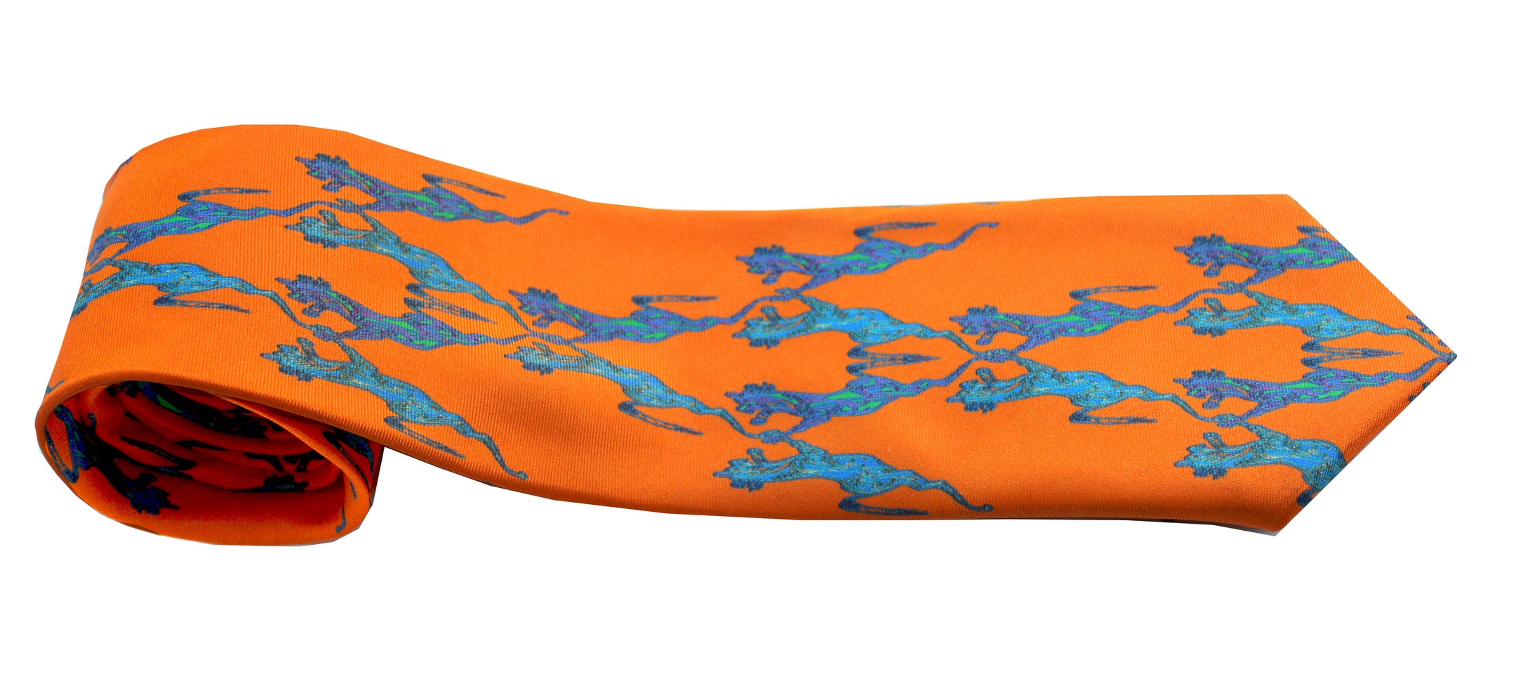 Orange Horse Dance, 100% Silk Twill Tie