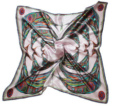 Bowing Birds Design in Pink, 100% Satin Silk, 100cm Square