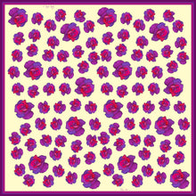 Pink/Purple, Roses in Cream, 100% Silk Twill, 70cm Square