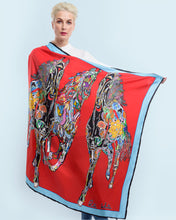 Red Gallop Silk Scarf, 110cm Square