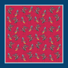 100% Silk Pocket Square in Red Birds Pattern